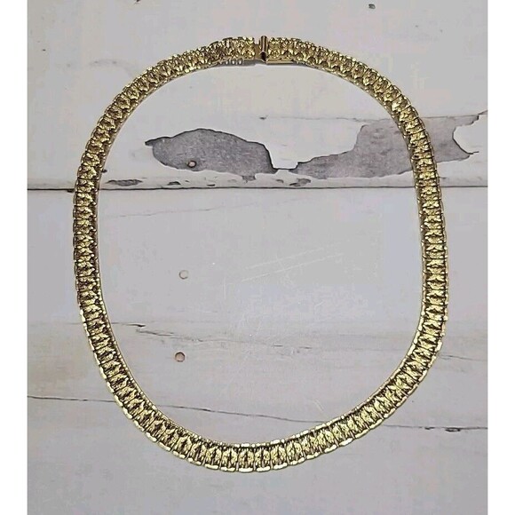 Vintage 70s Monet Fancy X Link Chain Yellow Gold Tone Necklace 16" - Picture 1 of 6